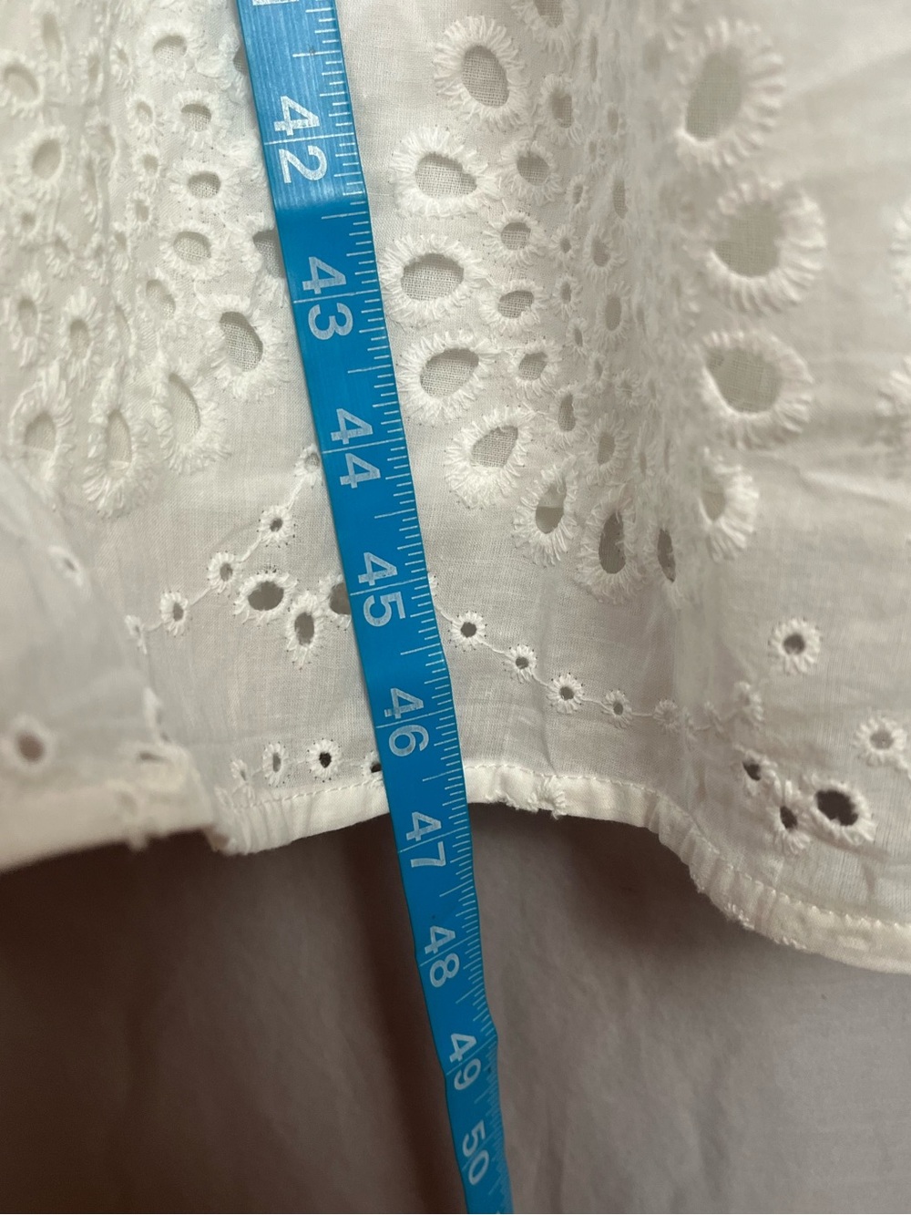 White Lace Overlay Sleevess Dress Size Large Eyelet Fit Flare Belt Feminine NWT - Picture 11 of 12